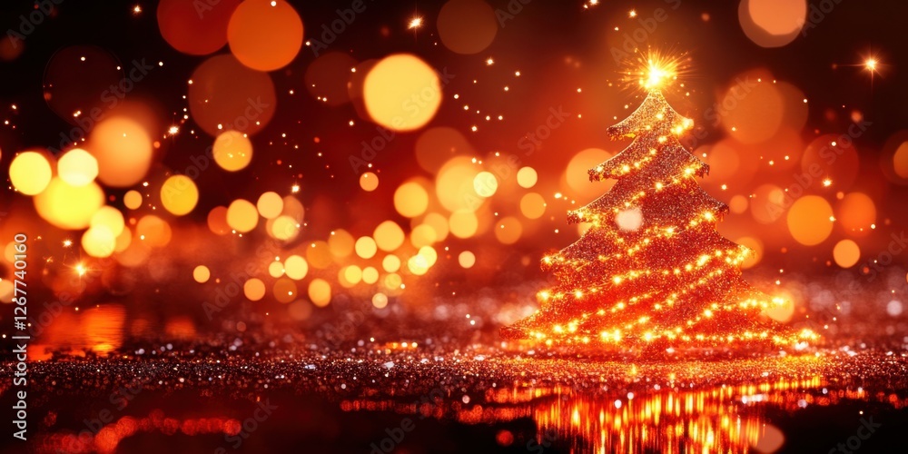 Naklejka premium christmas lights on the red background