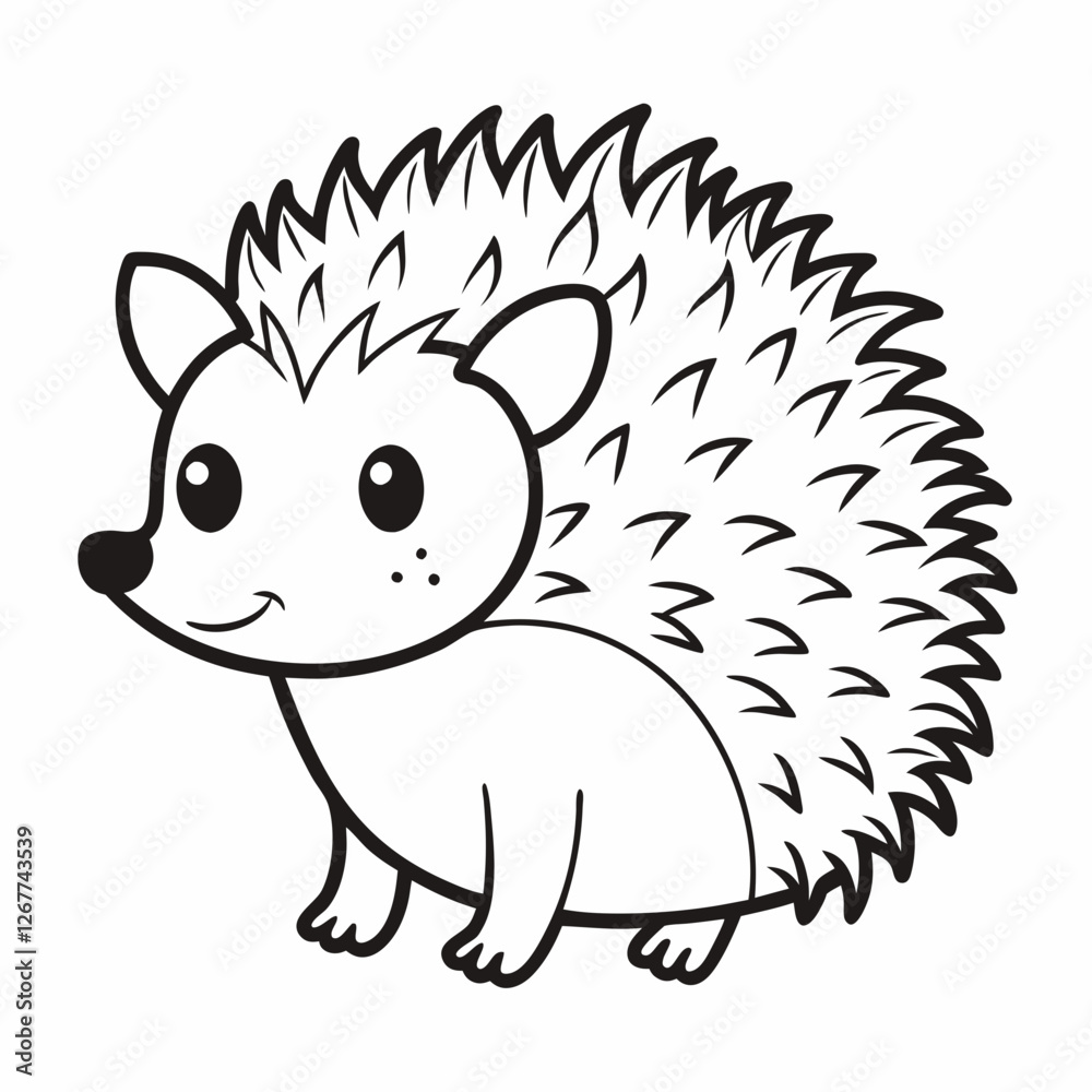 Fototapeta premium Simple a Hedgehog line art vector white background