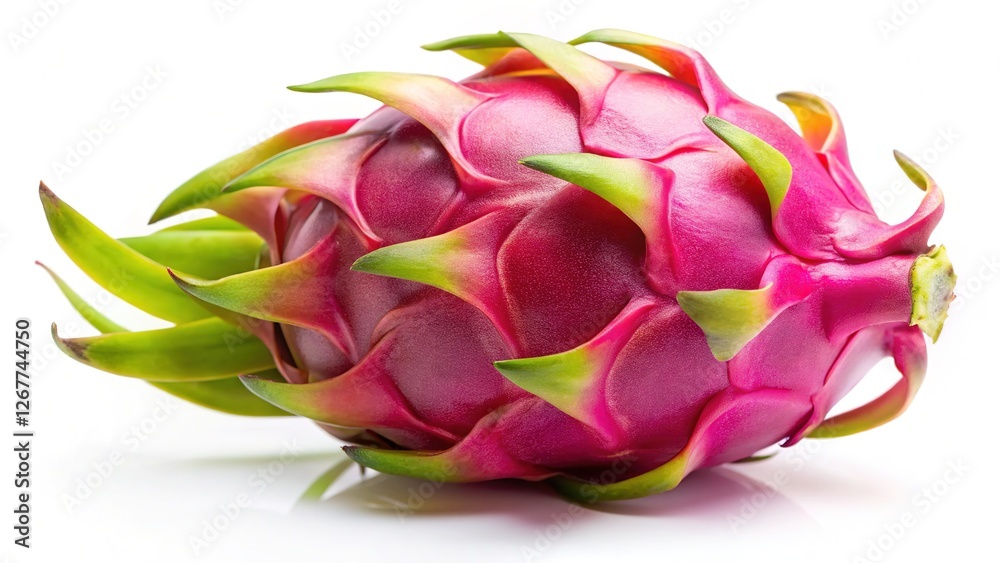 Fresh, isolated pitaya (dragon fruit) on a white backdrop. Close-up. Fresh, isolated pitaya (dragon fruit) on a white backdrop. Close-up.