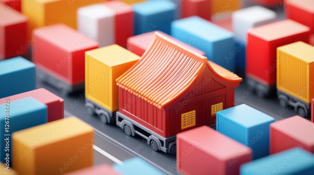 conceptual image of trade flow with shipping containers conceptual image of trade flow with shipping containers