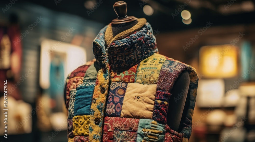 Fototapeta premium Unique Patchwork Vest: A Tapestry of Colors and Textures