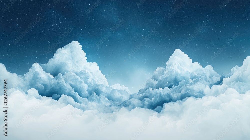 Night sky above cloudscape, starry background, peaceful scene, ideal for website banners Night sky above cloudscape, starry background, peaceful scene, ideal for website banners