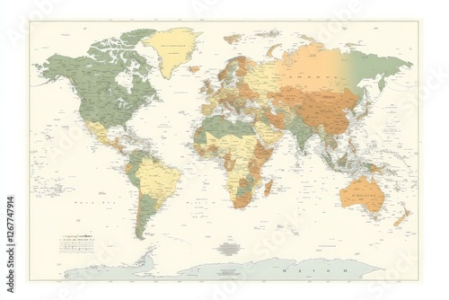 Vintage World Map Illustration