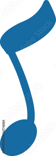 Blue eighth note symbolizing musical rhythm, melody, and the art of sound, perfect for projects related to music education, composition, or audio production