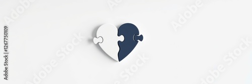 Puzzle pieces forming a heart symbolizing love and connection against a minimal background