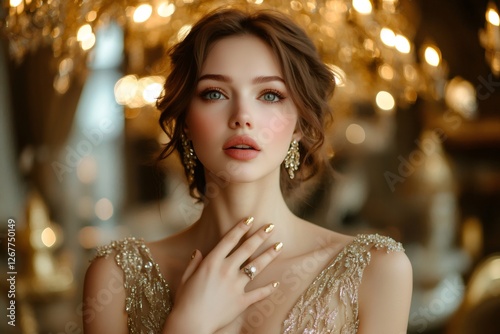 Elegant woman posing in luxurious setting