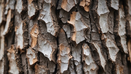 Close-up of textured tree bark with natural color variations and rough surface details suitable for background use and nature themes Copy Space photo