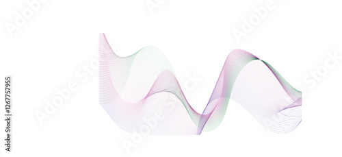 Abstract modern colorful wavy stylized blend liens and technology lines on white background. Blending gradient colors. Digital frequency track equalizer. Vector illustration.