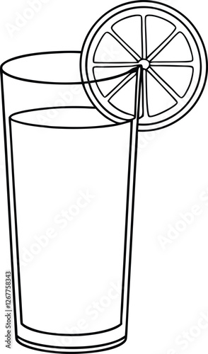 Refreshing Citrus Drink Lemon Slice in Tall Glass