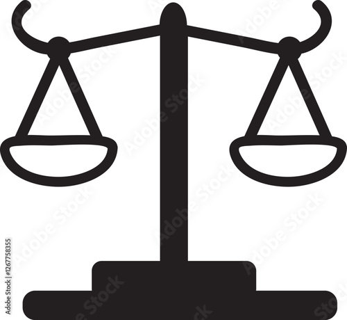 Simple balance scale icon illustrating the concepts of justice, equality, and law, perfectly suited for themes related to legal matters, ethics, and moral decision making