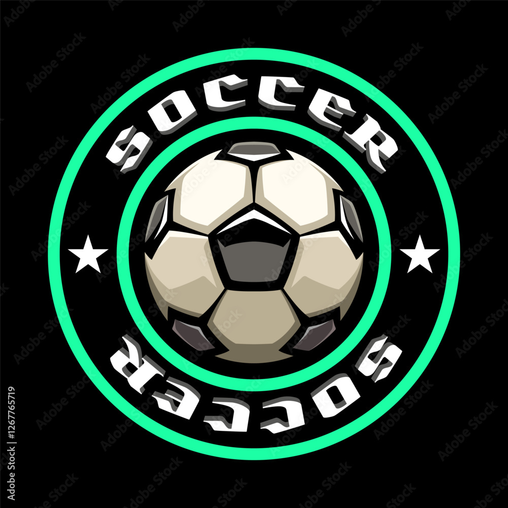 Soccer ball, football logo. Sport games. Sporting equipment. Emblem, badge. Soccer ball, football logo. Sport games. Sporting equipment. Emblem, badge.