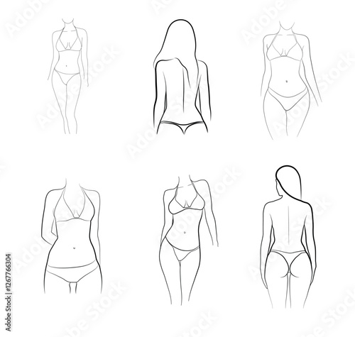 vector illustration of a set of female fashion clothes