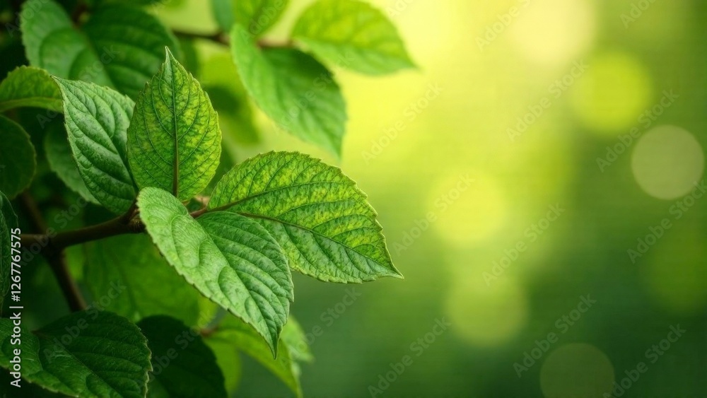 A leafy green plant with a bright green leaf. The leaf is surrounded by a green background A leafy green plant with a bright green leaf. The leaf is surrounded by a green background
