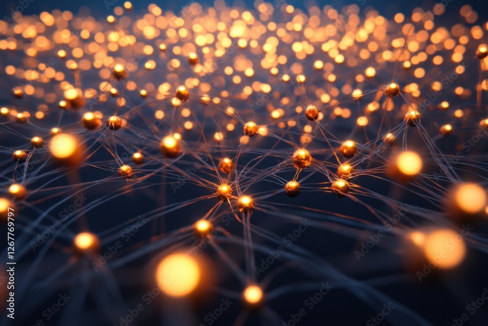 connected Network of Glowing Spheres connected Network of Glowing Spheres