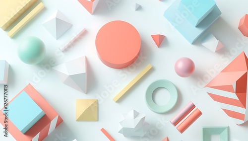 Creative Geometric Art with Colorful Accents and Abstract Design
