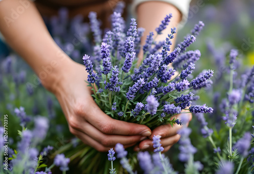 Fresh Lavender Bouquet in Hands - Organic Herb Garden Harvest