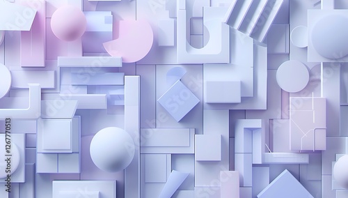 Modern Abstract Geometric Background with 3D White Shapes