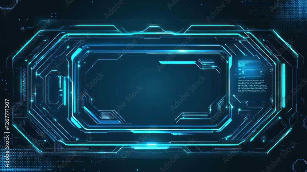 Futuristic blue glowing tech frame. Futuristic blue glowing tech frame.