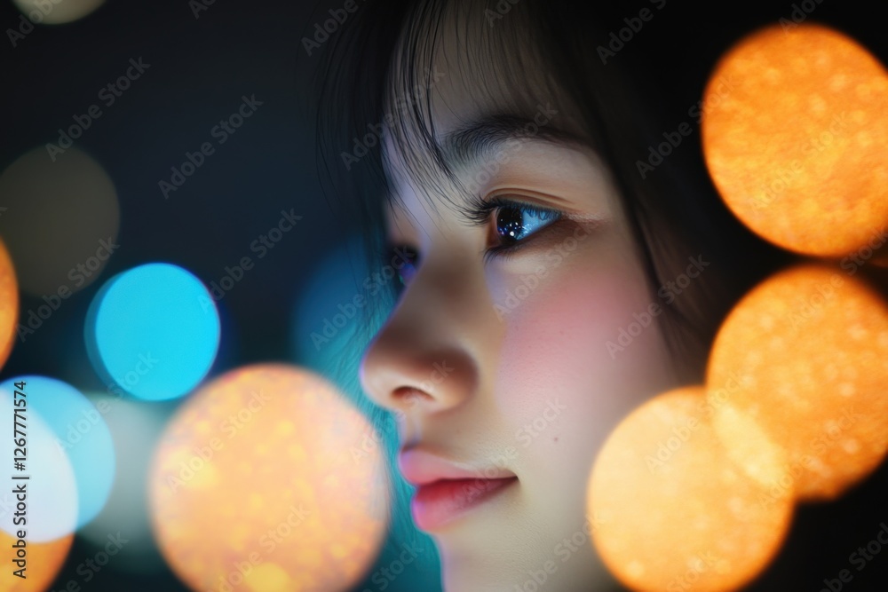 Portrait of a Young Woman in Bokeh Lights Portrait of a Young Woman in Bokeh Lights