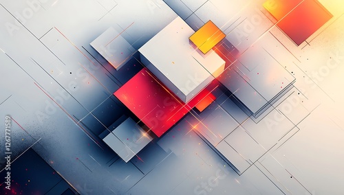 Creative Geometric Art with Colorful Accents and Abstract Design