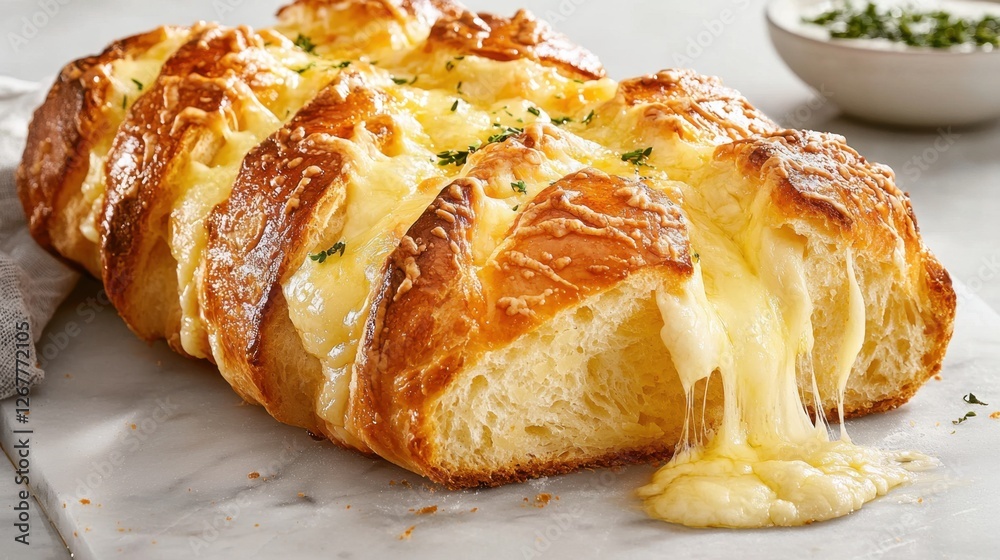 Delicious Artisan Cheesy Bread: Handmade Freshly Baked Loaf with Savory Melted Cheddar - Gourmet Comfort Food Appetizer Delicious Artisan Cheesy Bread: Handmade Freshly Baked Loaf with Savory Melted Cheddar - Gourmet Comfort Food Appetizer