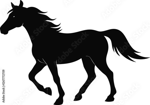 Running horse silhouette, isolated vector illustration