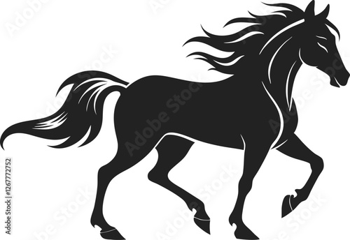 Running horse silhouette, isolated vector illustration