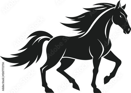 Running horse silhouette, isolated vector illustration