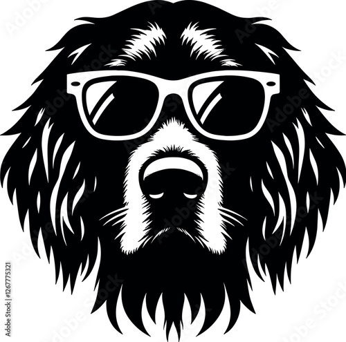 Irish Setter with Glasses vector black silhouette print design