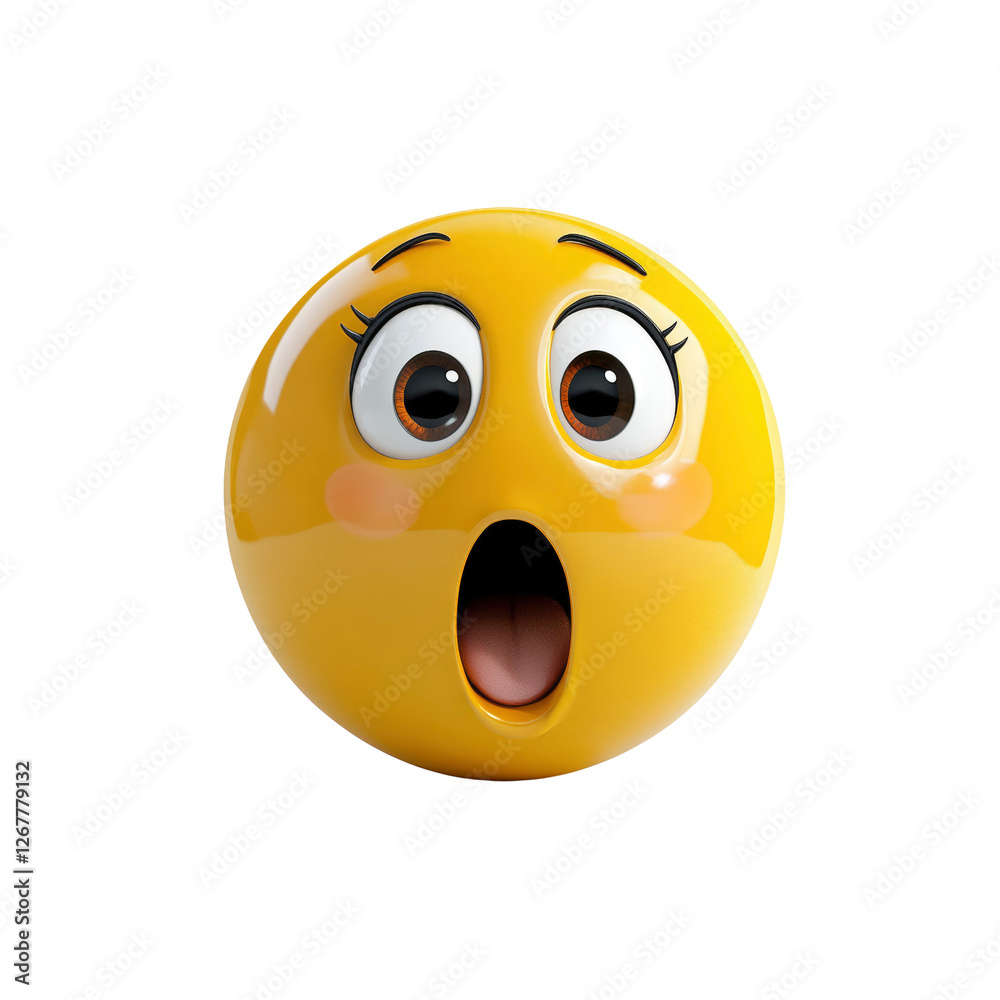 Fototapeta premium 3D Render of a Surprised Female Emoticon with Wide Eyes and Open Mouth
