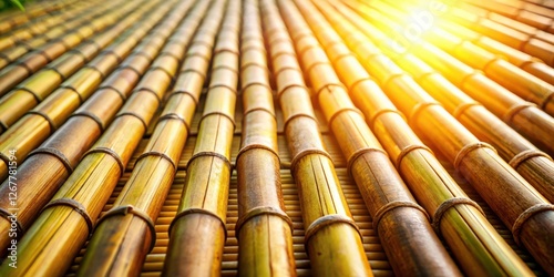 A Close-Up View of Golden Bamboo Stalks Bathed in Warm Sunlight, Creating a Visually Appealing and Texturally Rich Background photo