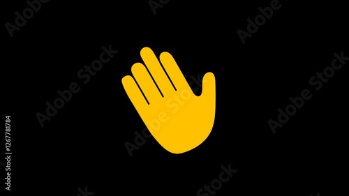 Waving Hand Representing Hello Hi Sign Symbol, 4k Resolution Motion Graphics Video Footage with Alpha Channel