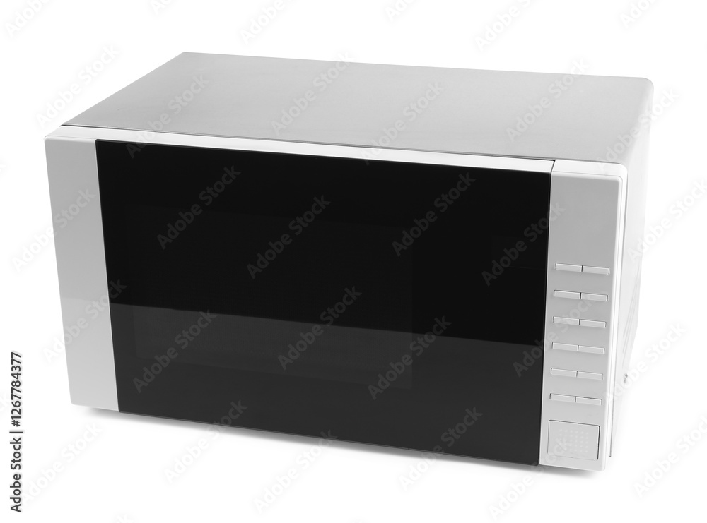 Fototapeta premium Closed modern microwave oven isolated on white