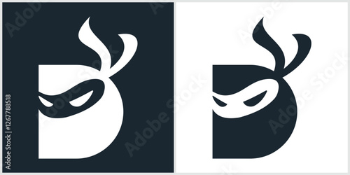 Ninja leter D  Logo Design Vector Icon Symbol Illustrations.