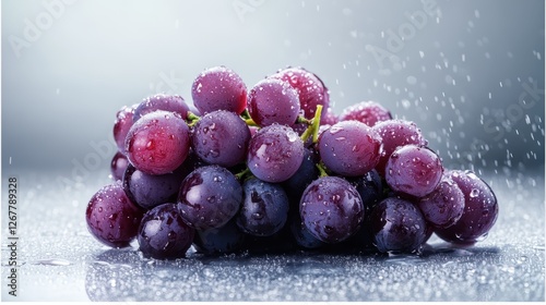 Wallpaper Mural A stunning array of water-laden grapes displayed on a smooth surface, emphasizing their vibrant hues and inviting texture, perfect for culinary inspirations. Torontodigital.ca