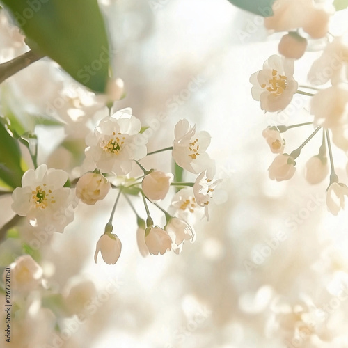 Capture early spring. Soft pastels, floral textures, and gentle light for a delicate, renewing aesthetic. photo