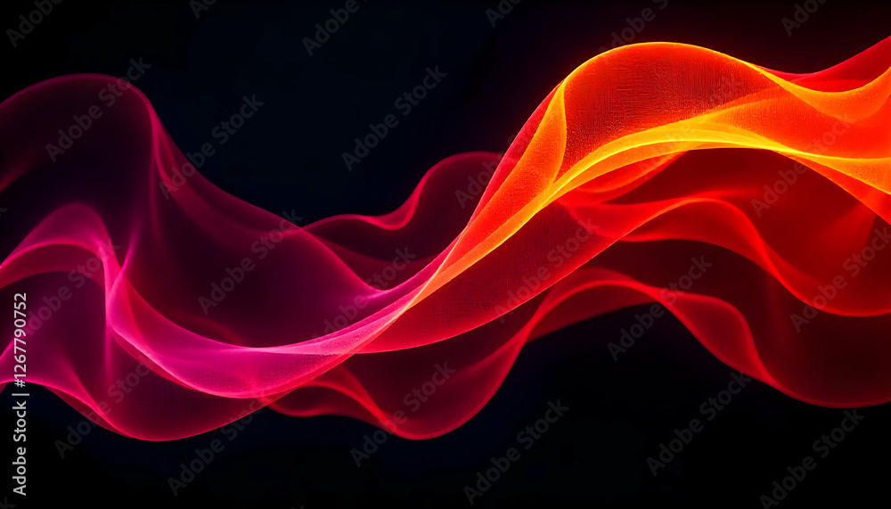 Vibrant fluid design with hot hues and glowing lines against dark backdrop
