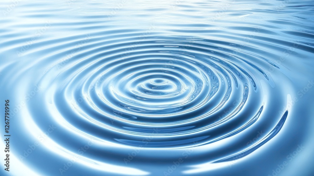 Concentric ripples on calm blue water surface. Concentric ripples on calm blue water surface.