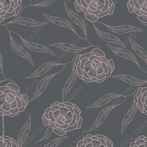 botanical floral vector seamless pattern with roses herbs and leaves big set background with flowers