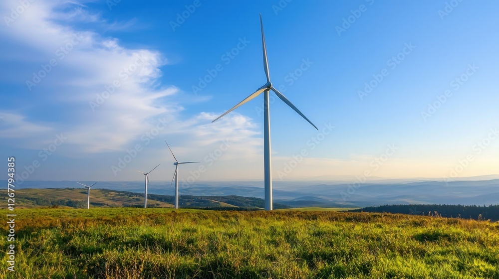 Wind Turbines and Renewable Energy: Scenic View of Green Technology for Sustainable Power and Environmental Conservation in Rural Countryside Landscapes Wind Turbines and Renewable Energy: Scenic View of Green Technology for Sustainable Power and Environmental Conservation in Rural Countryside Landscapes
