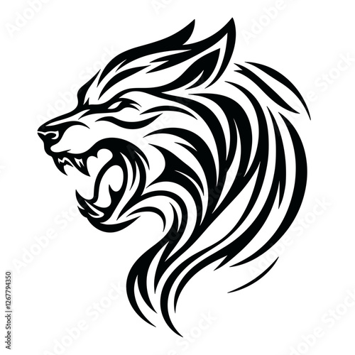 Tribal roaring wolf vector illustration