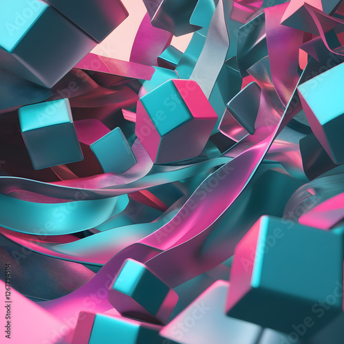 Immerse yourself in a futuristic world with this abstract geometric artwork, where fluid motion meets precision.