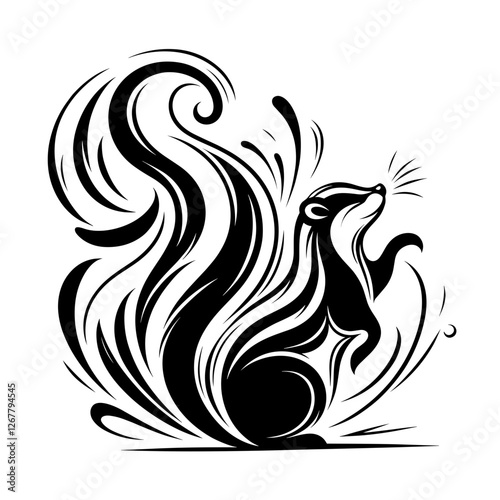 Tribal skunk with flowing tail vector illustration