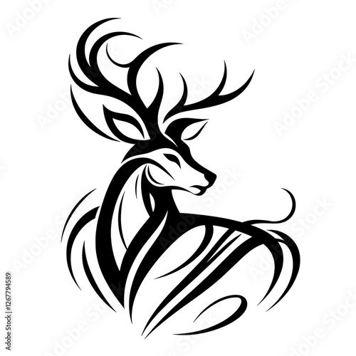 Tribal majestic deer with antlers vector illustration