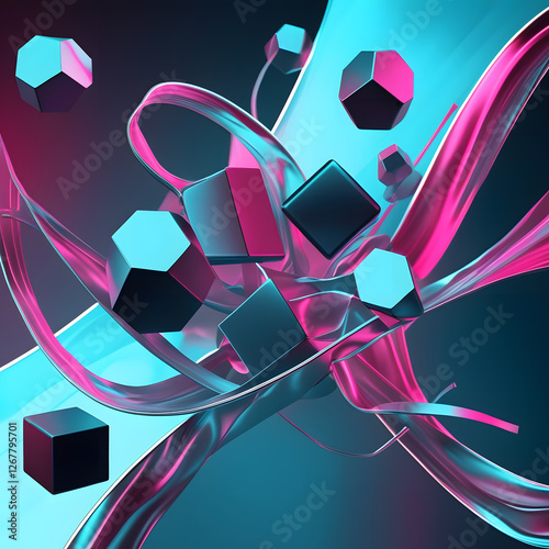 Immerse yourself in a futuristic world with this abstract geometric artwork, where fluid motion meets precision.