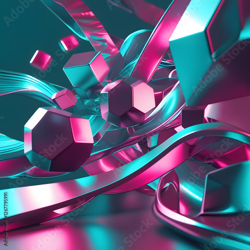Immerse yourself in a futuristic world with this abstract geometric artwork, where fluid motion meets precision.