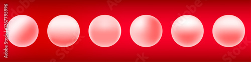 White pearl set with red reflection shadow from table, ping pong balls, vector illustration