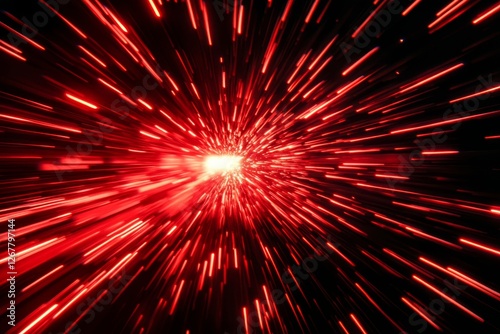 Red Light Streaks Across Black Background - Dynamic red light streaks, radiating energy, speed, motion, intensity, and power. A vibrant visual symbolizing rapid movement and intense energy