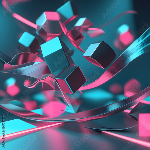 Immerse yourself in a futuristic world with this abstract geometric artwork, where fluid motion meets precision.
