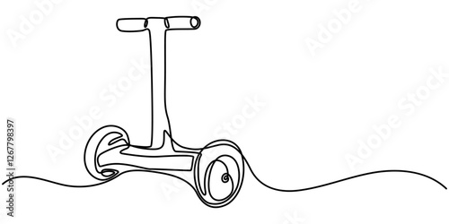 Balance bike icon line continuous drawing vector. One line balancing board scooter icon vector background. Gyroscooter icon. Continuous outline of a gyro scooter icon, Eco Friendly Vehicle Concept. 